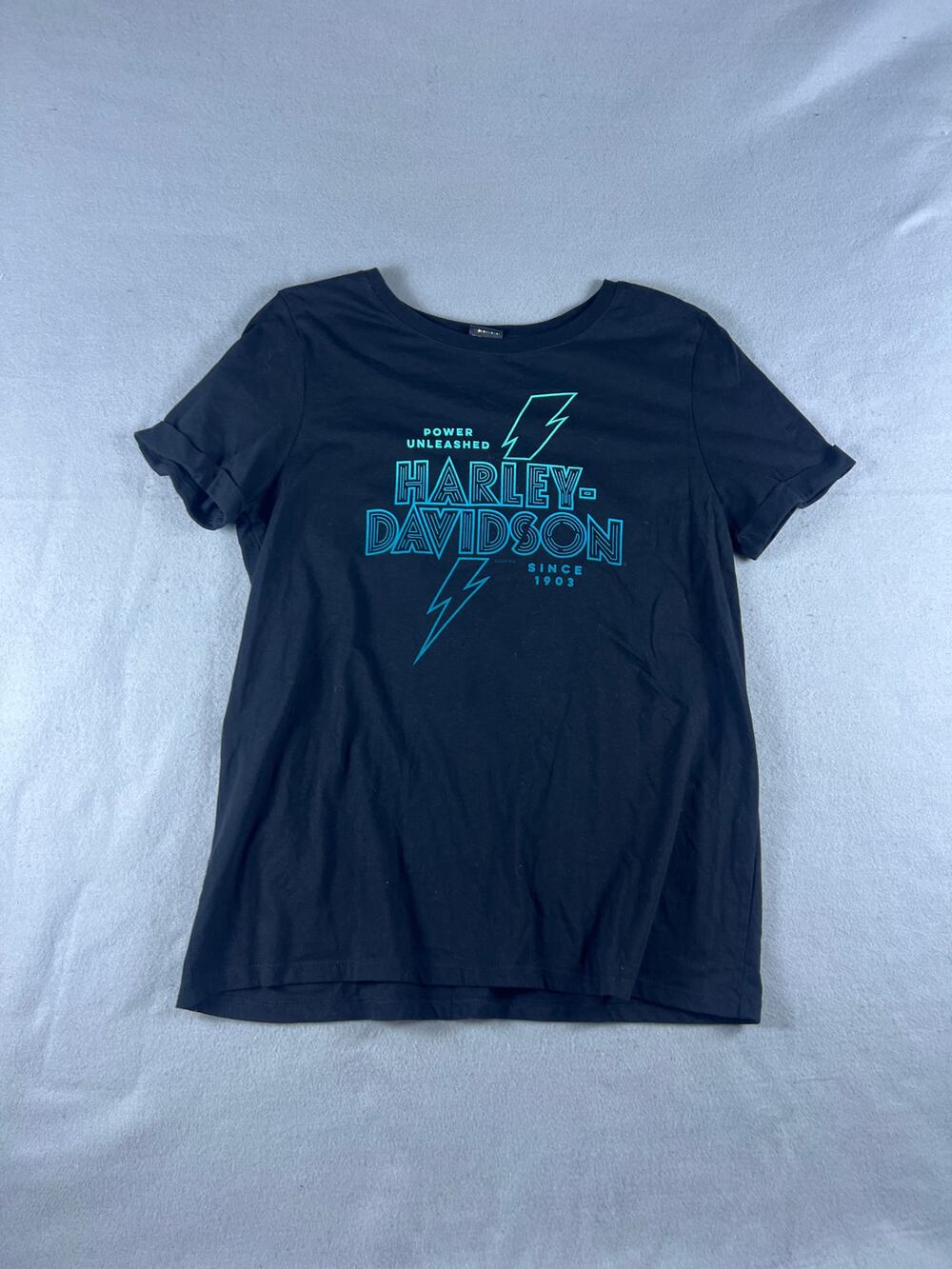 Harley-Davidson T Shirt Womens XL Black Jackson Hole Wyoming Lightning Graphic